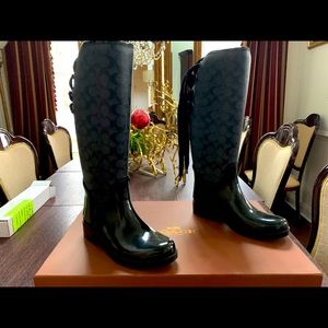 Black coach rain boots